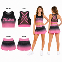 Tenue d'entraînement personnalisée en strass pour filles et femmes, ensemble crop top et jupe courte pour cheerleading, uniforme d'équipe
