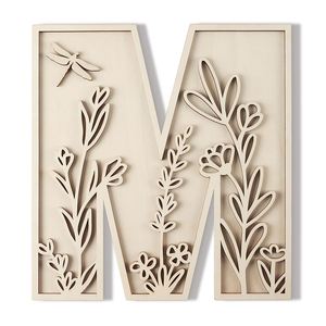 New Design 3D <b>Flowered</b> Layered Wooden Crafts Painting Capital Letters Sign Home <b>Wall</b> Decoration - Product Image 1