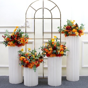 Fleur d'angle artificielle <span class=keywords><strong>bordeaux</strong></span> Orange, rangée de feuilles, plantes, Rose, boule florale, arc de mariage, événements de fête, Arrangement de décor de toile de fond - Product Image 2