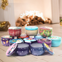Cadeau de Noël personnalisé, mini boîtes rondes et décoratives pour bougies de voyage, pots vides de bougies parfumées avec couvercle, récipients en métal pour bougies