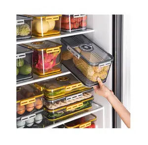 Luftdichte Haustier Kunststoff Küche Kühlschrank Kühlschrank <span class=keywords><strong>Organizer</strong></span> Schrank Gefrier schrank Speisekammer Vorrats behälter Behälter und Boxen mit Deckel - Product Image 1