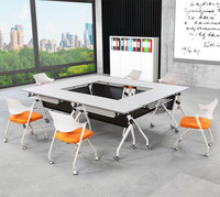 Mobilier de bureau à domicile Bureau d'étudiant Bureau d'étudiant à pied en acier Table mobile pliable pliante pour salle d'entraînement avec roues