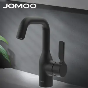 JOMOO güverte üstü pirinç tek kolu mat siyah banyo evye musluğu sıcak ve soğuk su Vanity batarya banyo musluk musluk