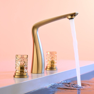 Brass 3 Hole Widespread Bathroom Basin Faucet Taps with 2 <strong>Crystal</strong> Handles - Product Image 3