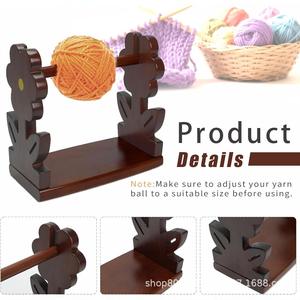 Estante de madera para bobinas de hilo, soporte de almacenamiento de escritorio con forma de flor para manualidades de tejido, suministros de artesanía, color retro, madera maciza - Product Image 2