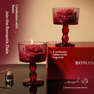 Muse Rose Scented <b>Candle</b> Gift Set 2Pcs <b>Red</b> Glass Goblet <b>Candles</b> With Gift Bag For Wedding Valentine Gift - Product Image 5