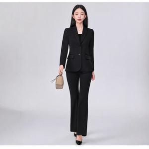 Women's Suit Set Polyester <b>Wool</b> Blend Full Sleeve Anti-Wrinkle Office Lady Autumn Formal Wear Professional Business Outfit - Product Image 5
