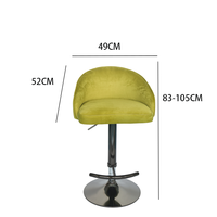 Chaise de comptoir pivotante en velours bleu marine, hauteur réglable, dossier cannelé, design tubulaire, finition chrome noir, pour bar à domicile et salle à manger