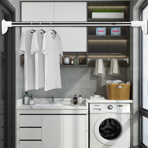 Tringle de Douche Extensible en Acier Inoxydable, Réglable de 42 à 211 cm, Porte-Serviettes et Porte-Vêtements pour Salle de Bain - Product Image 2
