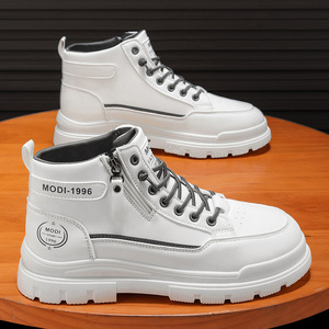 Bottes de cowboy pour homme, hiver 2025, mi-mollet, imperméables, dessus en PU blanc, semelle extérieure en caoutchouc, semelle épaisse, décontractées - Product Image 3