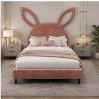 Lit plateforme moderne de luxe en velours avec tête de lit rembourrée douce, taille Queen et King, mobilier de chambre à coucher