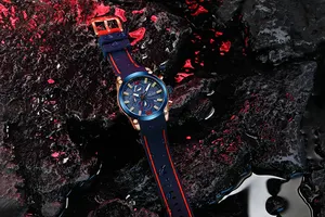 Factory MEGIR 2063 Luxury Rose Gold Men's Watches Waterproof Silicone Watches Quartz Wristwatches Sports Watch Custom LOGO