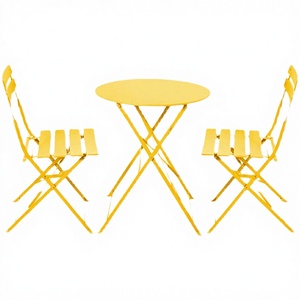 Outdoor Garden Superior Iron Contemporary Folding Bistro Set 3 Piece <b>Foldable</b> Balcony <b>Table</b> <b>and</b> <b>Chair</b> - Product Image 3