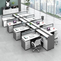 BGZ-217X Ensemble bureau et chaise de bureau moderne et minimaliste avec poste de travail quatre personnes en PVC anti-salissures et gestion des câbles