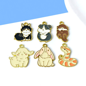 Pendentifs en émail de chat et de <span class=keywords><strong>chien</strong></span> de dessin animé, breloques en métal, fabrication de bijoux faits à la main, accessoires de fabrication de colliers et de boucles d'oreilles mignons pour animaux - Product Image 2