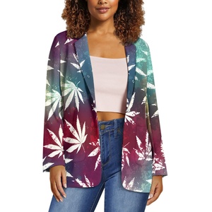 Jaket jubah depan terbuka lengan panjang motif daun Fashion musim semi musim gugur baru <span class=keywords><strong>Blazer</strong></span> Polinesia Hawaii wanita <span class=keywords><strong>Blazer</strong></span> Femme - Product Image 1