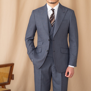 Costume <span class=keywords><strong>homme</strong></span> slim <span class=keywords><strong>de</strong></span> haute qualité, costume d'affaires 3 pièces, couleur unie, deux boutons, double fentes, revers en pointe, ensemble <span class=keywords><strong>de</strong></span> costume pour <span class=keywords><strong>homme</strong></span> - Product Image 5