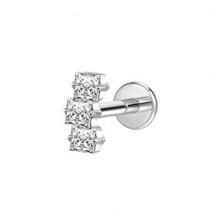 Hot Sale Jewelry G23 F136 <b>Titanium</b> Labret Flatback Tragus Earring Stud Internal Thread Zircon Lip <b>Rings</b> Cartilage Helix Piercing - Product Image 6