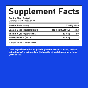 Gélules de Vitamine D3 K à haute concentration, directement de l'usine, pour la santé des os et des dents, la formule haute puissance pour améliorer les niveaux d'énergie et la santé mentale. - Product Image 2