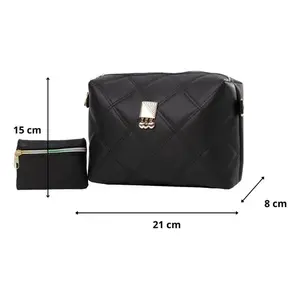 Sac de poitrine pour femme Fana Francis, noir, en microfibre, cuir synthétique, motif en losanges, bandoulière unique, toutes saisons - Product Image 3