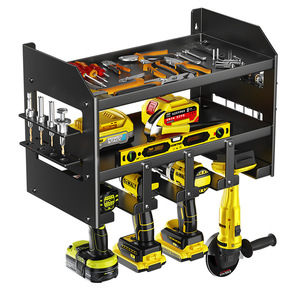 Wall Mounted Tool Storage Rack Carbon Steel Heavy Duty Garage <b>Organizer</b> With Screwdriver And Drill Holder For Workshop Use - Product Image 2