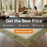Fresh Sage Green Bordered Area Rug Modern Scandi Style Olive Cream Living Room Carpet Large Nature Inspired Home Rugs