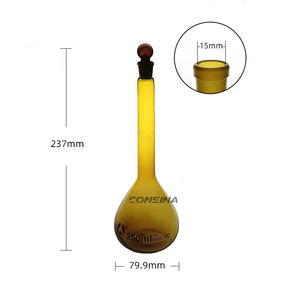Équipement de laboratoire de chimie Fiole volumétrique Bouchon de sol Verrerie de laboratoire Bouteilles en verre volumétriques brunes - Product Image 6