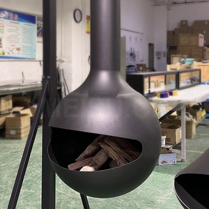 MEISU.CH Customizable Spherical <strong>Stove</strong> Pipe Simulated Carbon Fire Artificial <strong>Wood</strong> Burning Hanging Indoor Tube Hanging Fireplace - Product Image 1