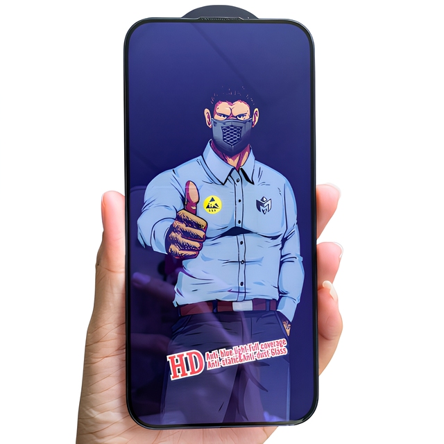 Anti Blue Light Screen Protector for 13/13 Pro/14/16e/17e Eye Protection Tempered Glass Film 9H Hardness 2.5D Radian High
