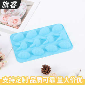 Silicone Easter Egg Chocolate Mold 12 Cavities Rabbit Shape Lake Blue Baking Tools Cake Decoration Mold - Product Image 5