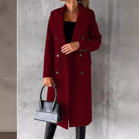 Manteau long matelassé pour femme, col à revers cranté, double boutonnage, élégant, en mélange de coton, coupe-vent, pour l'hiver