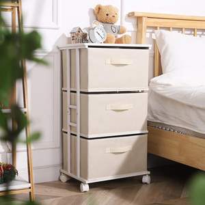 Tour de commode à 3 tiroirs en bois Petit organisateur de rangement vertical en tissu pour <span class=keywords><strong>chambre</strong></span> à coucher Placard de <span class=keywords><strong>chambre</strong></span> à coucher Armoires de salon - Product Image 1