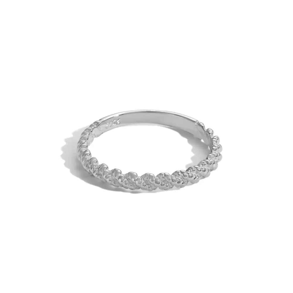 Dylam Stijlvolle Minimalistische Sieraden Vrouwen S925 Zilver Rhodium 18K Vergulde Gedraaide Kralen Sieraden Ringen