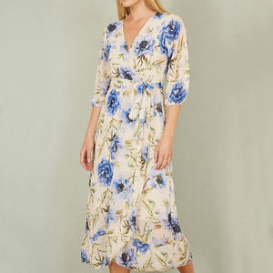 Abito Midi in Chiffon <span class=keywords><strong>Vintage</strong></span> con stampa floreale personalizzato estivo e floreale <span class=keywords><strong>abbigliamento</strong></span> Casual in <span class=keywords><strong>stile</strong></span> <span class=keywords><strong>Vintage</strong></span> - Product Image 4