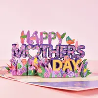 Kartu Hadiah Hari Ibu Pop-Up 3D Buket Bunga Anyelir Kartu Ucapan Kartu Ulang Tahun untuk Ibu Simpati