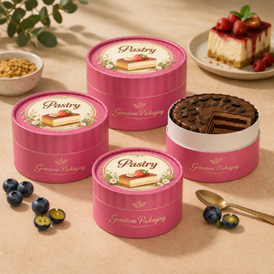 Tube en carton kraft de qualité alimentaire pour gâteau basque, design sur mesure, résistant à la graisse, emballage en tube de papier pour cheesecake - Product Image 1