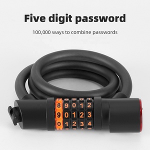 <span class=keywords><strong>Candado</strong></span> de seguridad de silicona para bicicleta, cadena de combinación, <span class=keywords><strong>candado</strong></span> de Cable de bicicleta, <span class=keywords><strong>candado</strong></span> personalizado de 5 dígitos, combinación de <span class=keywords><strong>candado</strong></span> con luz trasera - Product Image 3