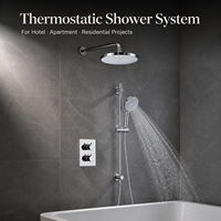 Ensemble de robinetterie de douche murale pour appartement avec barre coulissante à jet doux et pluie, cartouche céramique et garniture en laiton durable