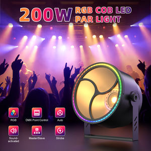 Lumière de scène rétro 200W COB ambre avec anneau lumineux RGB, effet stroboscopique, éclairage pour événements, clubs, bars, DJ, discothèques - Product Image 2