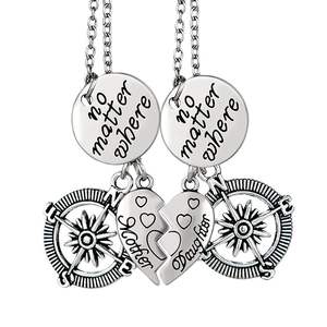 Regalo per la festa della mamma non importa dove madre figlia bussola ciondolo gioielli collane regalo per la collana delle figlie della mamma - Product Image 2
