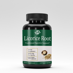 Cápsulas de Raíz de Regaliz de Marca Privada OEM ODM, 900 mg, Cápsulas Veganas, Suplemento Herbal Tradicional para el Apoyo Digestivo - Product Image 1