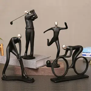 Klaar Om Te Verzenden Hars Meerdere Sportdecor Sportspeler Abstract Beeldje Atleet Standbeeld Verzamelbare Sculptuur