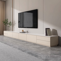 Moderner Luxus-TV-Schrank mit weißer Schieferplatte und LED-Beleuchtung für Wohnzimmer, Schlafzimmer, Hotel, multifunktionaler Kaffee- und Teetisch