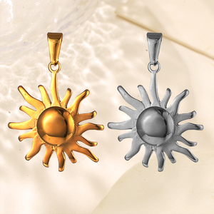 Collar con Colgante de Sol y Sonrisa Chapado en Oro de 18k, Colgante de Moda Yin Yang de Acero Inoxidable con Diseño de Sol y Luna - Product Image 4