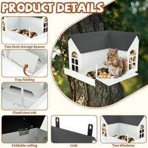 JH-Mech Mini Chipmunk extérieur écureuil banc de pique-nique mangeoires avec table mangeoire d'écureuil pour accrocher à l'extérieur de l'<span class=keywords><strong>arbre</strong></span> - Product Image 4