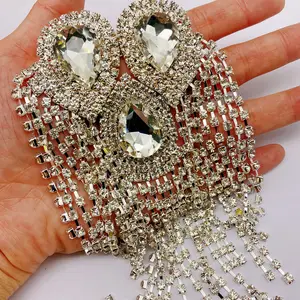 Handmade Rhinestone Applique Patches Sew On For Wedding Bridal Dress Belt Motif