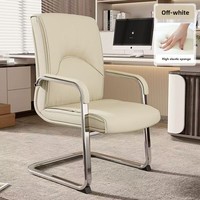 Chaise de bureau ergonomique confortable en PVC pour les conférences, l'usage domestique et l'utilisation informatique, avec base en acier inoxydable