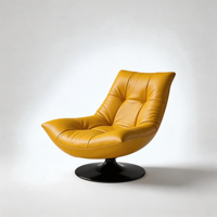 Fauteuil de salon design italien sans accoudoirs, pivotant et rembourré, avec base sur piédestal, pour villa, salon ou hôtel