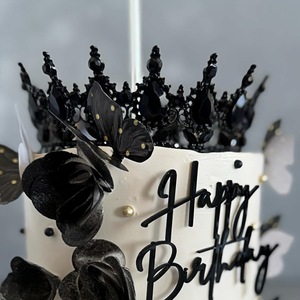 Decoración de Pastel de Acrílico con Mariposas y Puntos Negros, con Miel y Dulzura, para Fiestas de Cumpleaños - Product Image 1