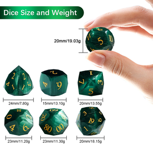 Set di Dadi Personalizzati in Vetro Sfaccettato D6/D20, Design Unico Occhio di Gatto Verde, Poliedrici per Giochi da Tavolo D&D - Product Image 2
